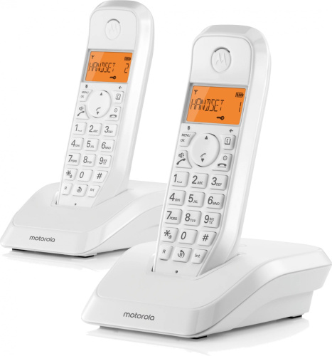 Р/Телефон Dect Motorola S1202 белый (труб. в компл.:2шт) АОН