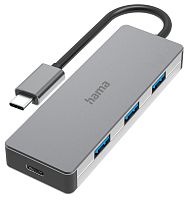 Разветвитель USB-C Hama H-200105 4порт. серый (00200105)