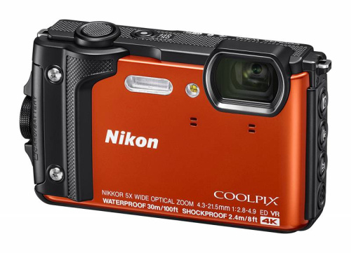 Фотоаппарат Nikon CoolPix W300 оранжевый 16Mpix Zoom5x 3" 4K 99Mb SDXC/SD/SDHC CMOS 1x2.3 50minF 30fr/s HDMI/KPr/DPr/WPr/FPr/WiFi/GPS/EN-EL12