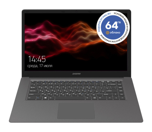 Ноутбук Digma EVE 15 C413 Celeron N3350 4Gb SSD64Gb Intel HD Graphics 500 15.6" IPS FHD (1920x1080) Windows 10 Home Single Language 64 dk.grey WiFi BT Cam 5000mAh