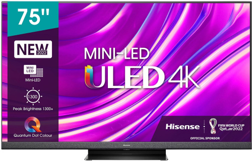 Телевизор QLED Hisense 75" 75U8HQ черный 4K Ultra HD 60Hz DVB-T DVB-T2 DVB-C DVB-S DVB-S2 WiFi Smart TV