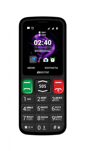 Мобильный телефон Digma S240 Linx 32Mb черный моноблок 2Sim 2.44" 240x320 0.08Mpix GSM900/1800 MP3 FM microSD max16Gb