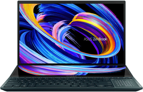 Ноутбук Asus ZenBook Pro Duo 15 OLED UX582HS-H2002X Core i9 11900H 32Gb SSD1Tb NVIDIA GeForce RTX3080 8Gb 15.6" OLED Touch 4K (3840x2160) Windows 11 Professional blue WiFi BT Cam Bag