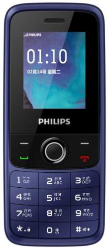 Мобильный телефон Philips E117 Xenium 32Mb синий моноблок 2Sim 1.77" 128x160 GSM900/1800 FM microSD
