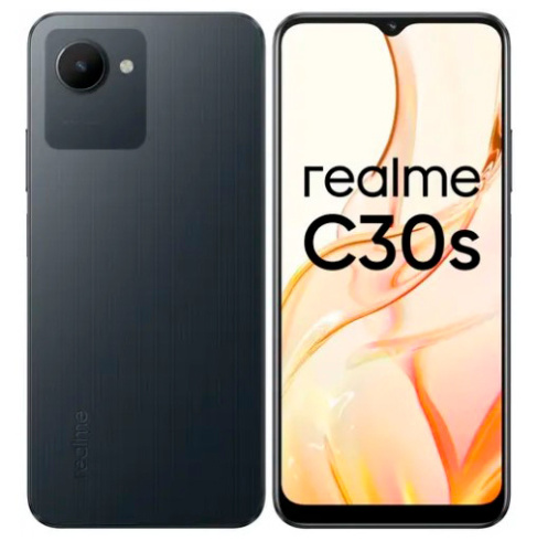 Смартфон Realme C30s 32Gb 2Gb черный моноблок 3G 4G 2Sim 6.5" 720x1600 Android 12 8Mpix 802.11 b/g/n GPS GSM900/1800 GSM1900 TouchSc microSD max1000Gb
