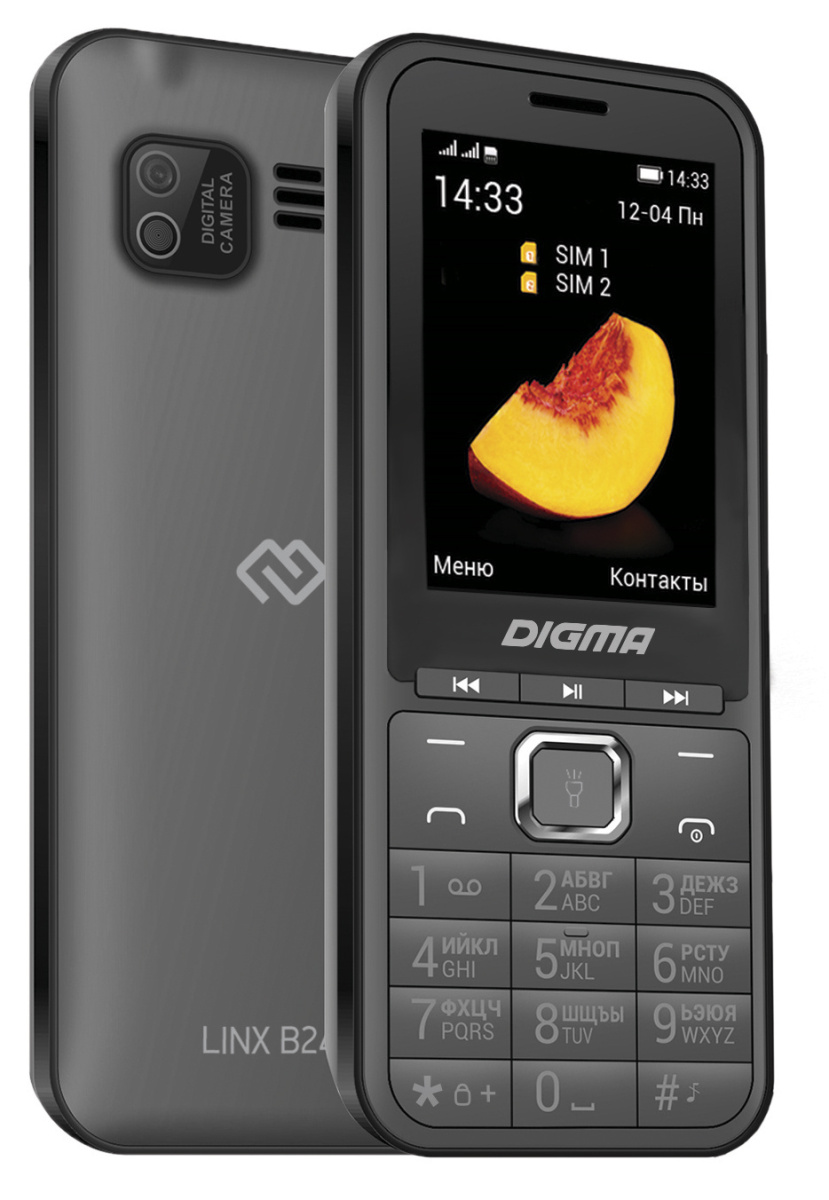 Мобильный телефон Digma LINX B241 32Mb серый моноблок 2Sim 2.44