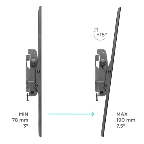 Кронштейн для телевизора Onkron UT4 черный 55"-100" макс.75кг настенный наклон