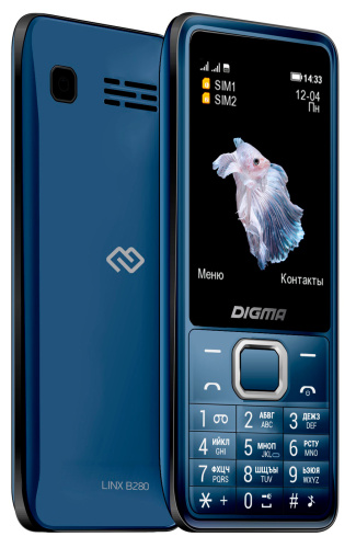 Мобильный телефон Digma LINX B280 32Mb темно-синий моноблок 2Sim 2.8" 240x320 0.08Mpix GSM900/1800 FM microSD max16Gb