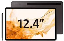 Планшет Samsung Galaxy Tab S8+ SM-X806 Snapdragon 898 2.99 8C RAM8Gb ROM128Gb 12.4" Super AMOLED 2800x1752 3G 4G Android 12 темно-серый 13Mpix 12Mpix BT GPS WiFi Touch microSD 1Tb 10090mAh 8hr