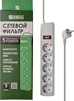 Сетевой фильтр Юнивольт 00-00000390 3м (5 розеток) белый (коробка)