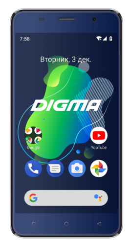 Смартфон Digma X1 3G Linx 16Gb 1Gb темно-синий моноблок 3G 2Sim 5" 720x1280 Android 8.1 8Mpix WiFi GPS GSM900/1800 GSM1900 TouchSc MP3 FM microSDHC max64Gb